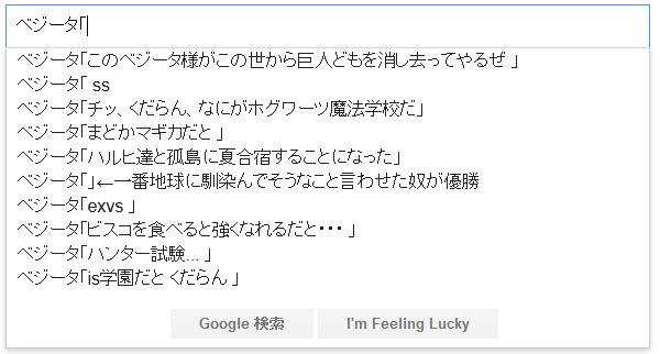 Google検索でアニメキャラ名にカッコをつける