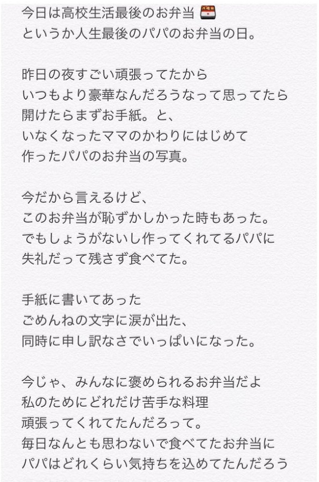 パパが作った高校生活最後のお弁当