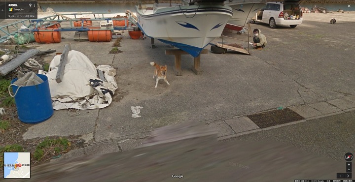グーグルストリートビュー撮影車が犬に追いかけられてる