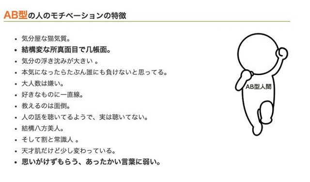 血液型別モチベーションの特徴